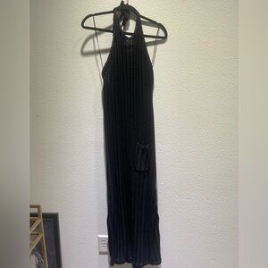 ganni crochet halter neck maxi dress